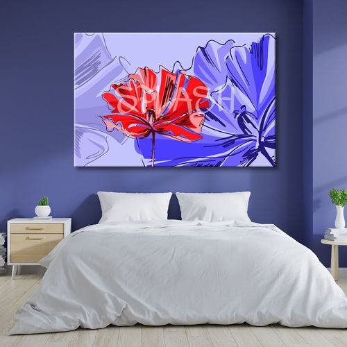 Cuadro Flores abstractas rojas y azules