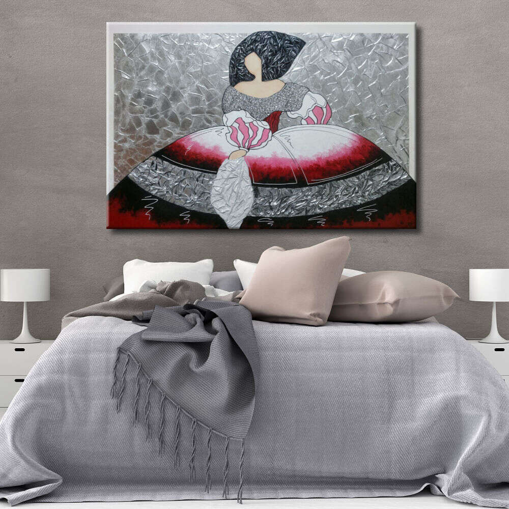 Cuadro de Menina gris, carmín y rosa
