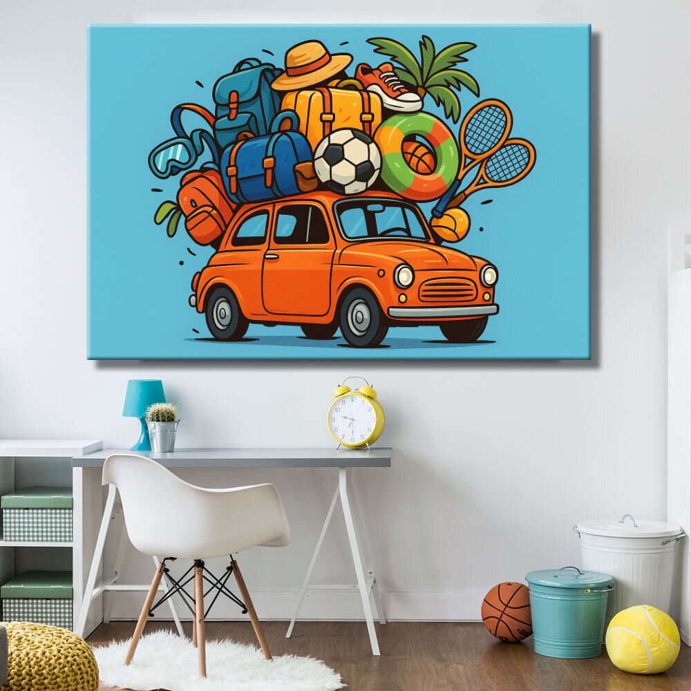 Cuadro de coche cargado de objetos