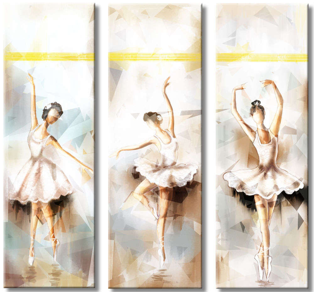Tríptico de bailarinas en colores pastel