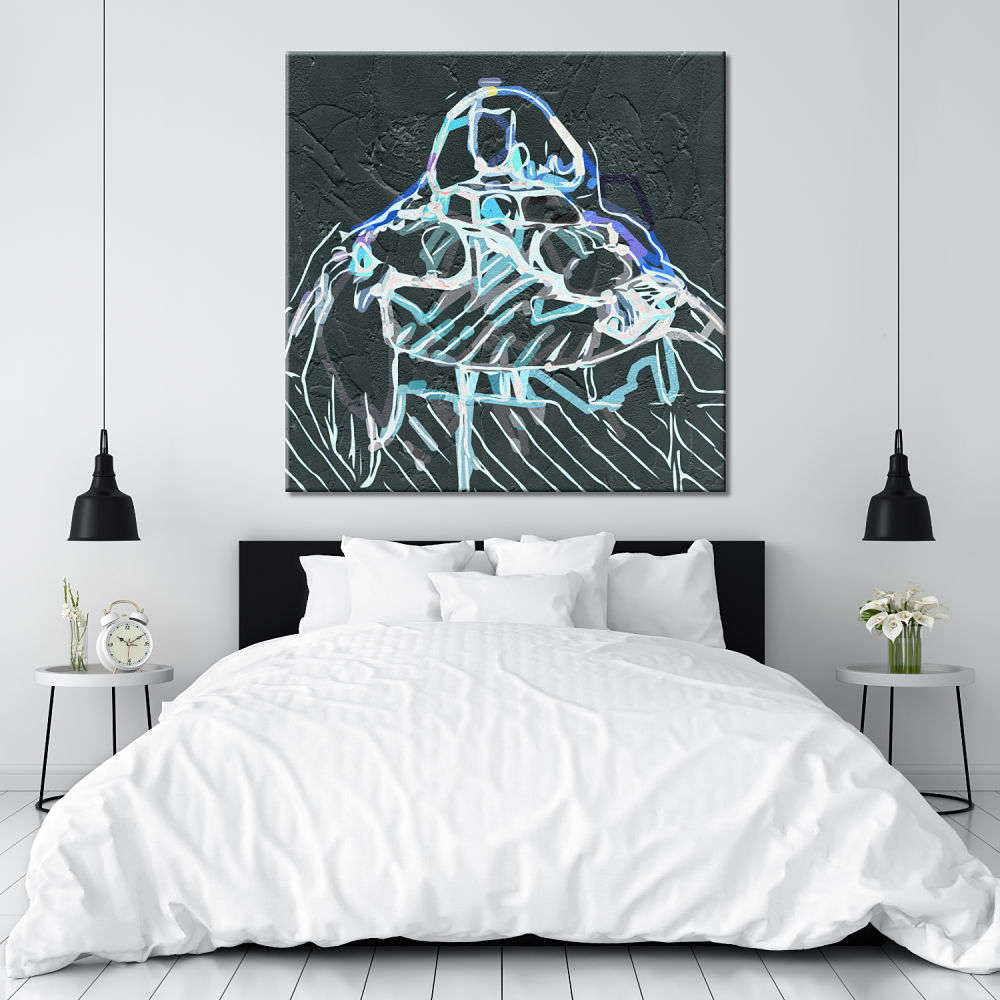 Cuadro de Menina en negro y azul turquesa