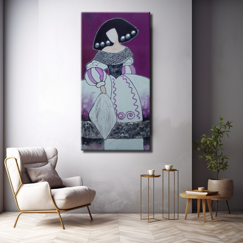Menina malva con fondo morado vertical