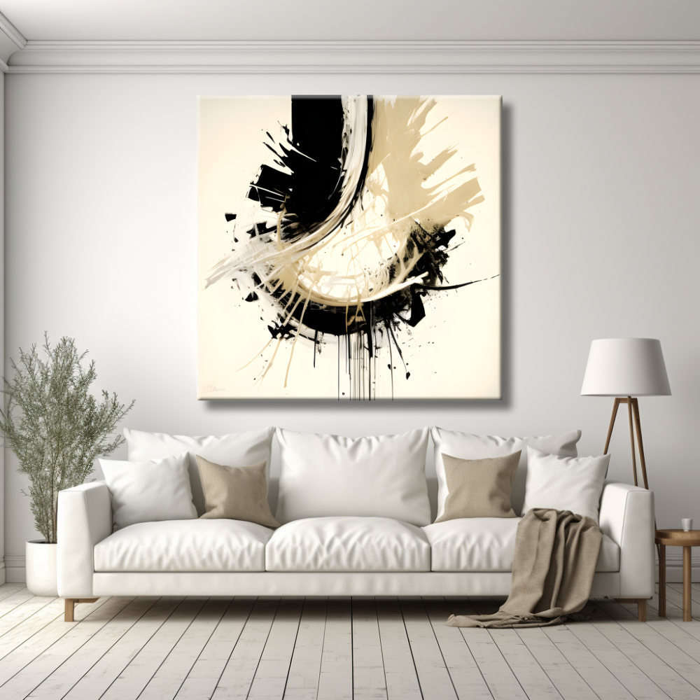 Cuadro Abstracto Vanguardista en Beige