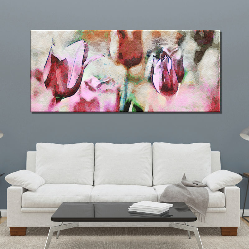 Cuadro de flores tulipanes magenta impreso