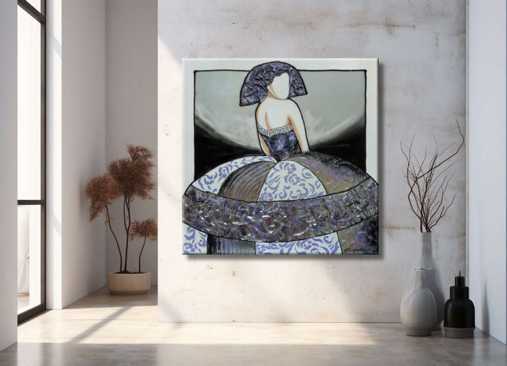 Cuadro Menina moderna en gris y malva