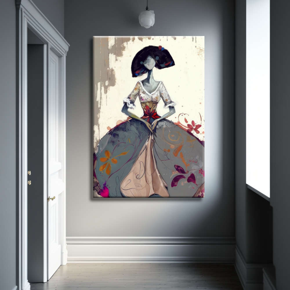 Menina moderna gris flores tonos cálidos