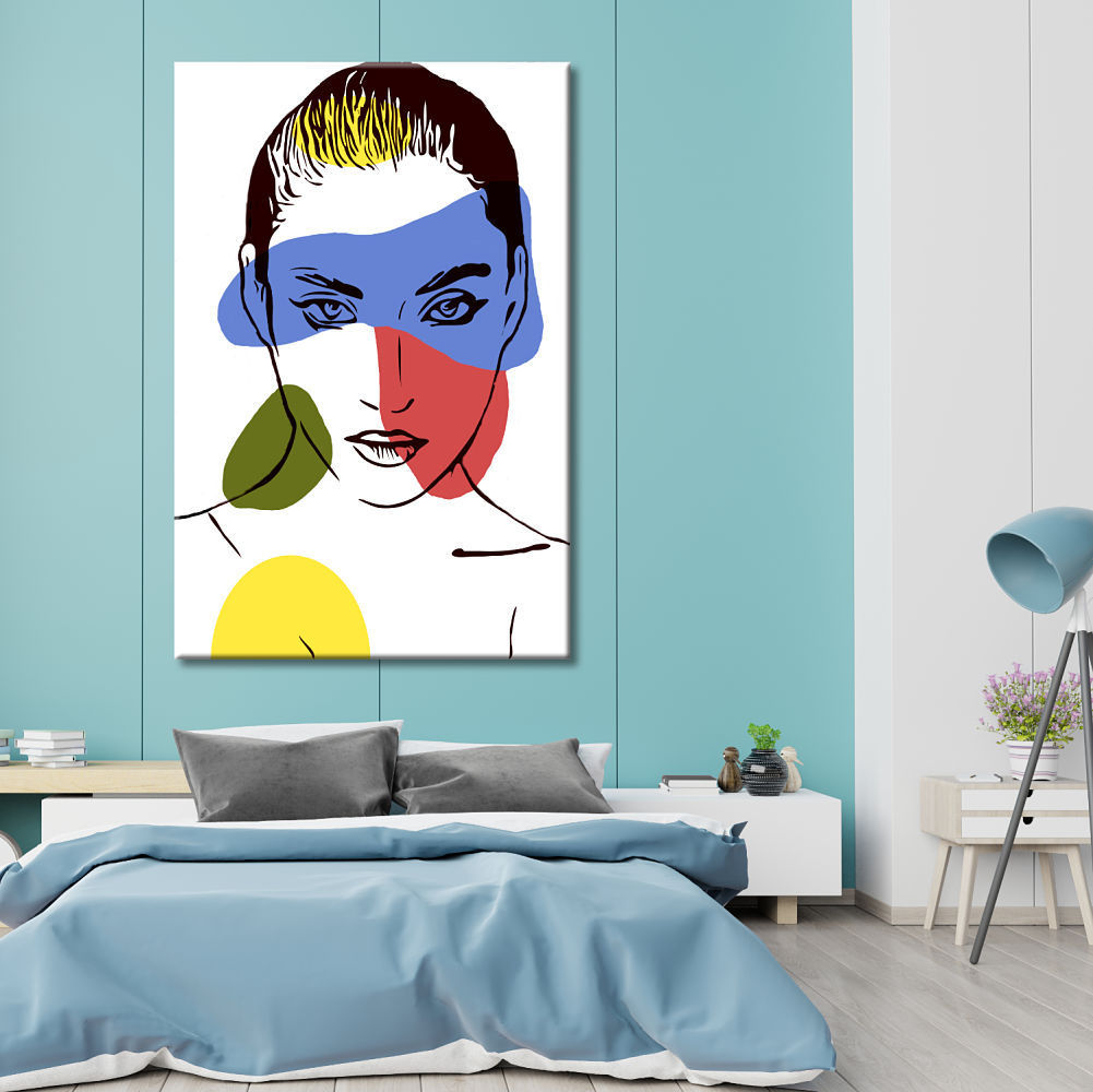Cuadro cabeza de mujer colores básicos