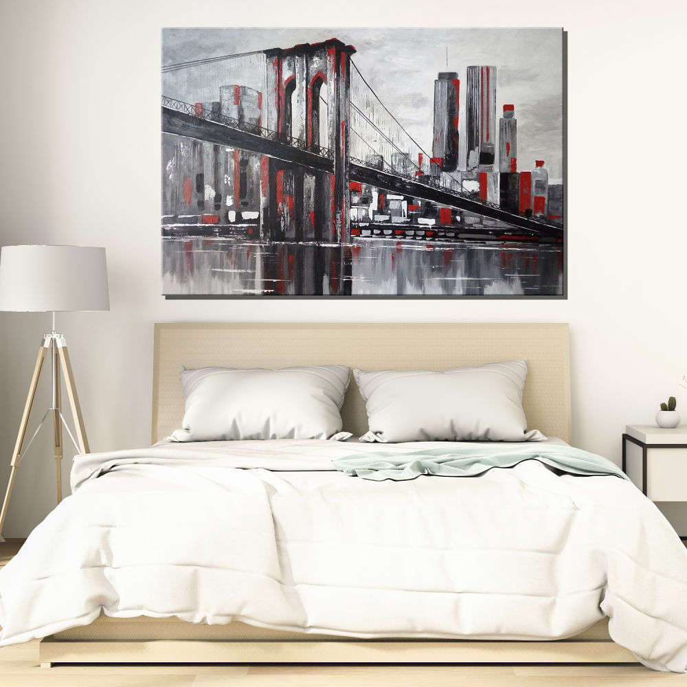 Puente de Brooklyn en grises y rojo