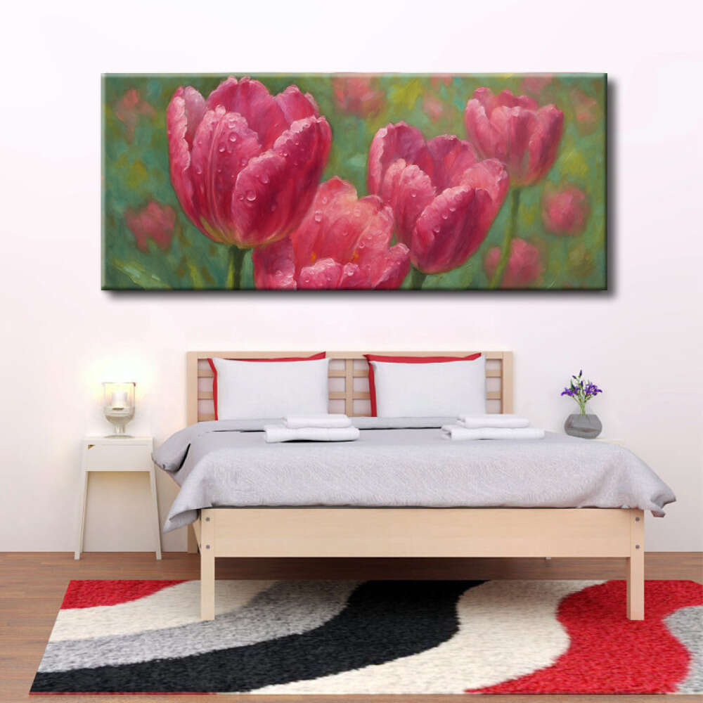Cuadro de Flores con Tulipanes rojos