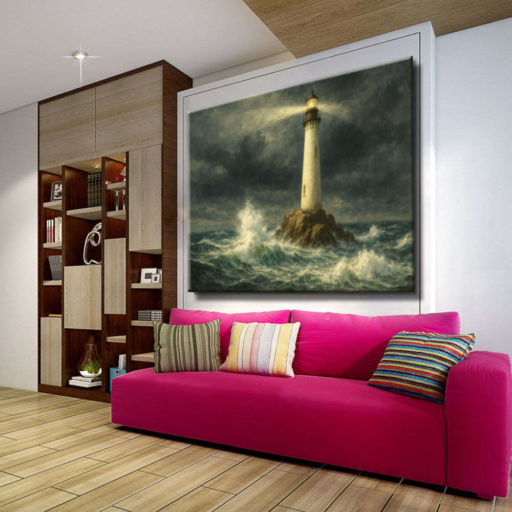Cuadro paisaje marino con faro