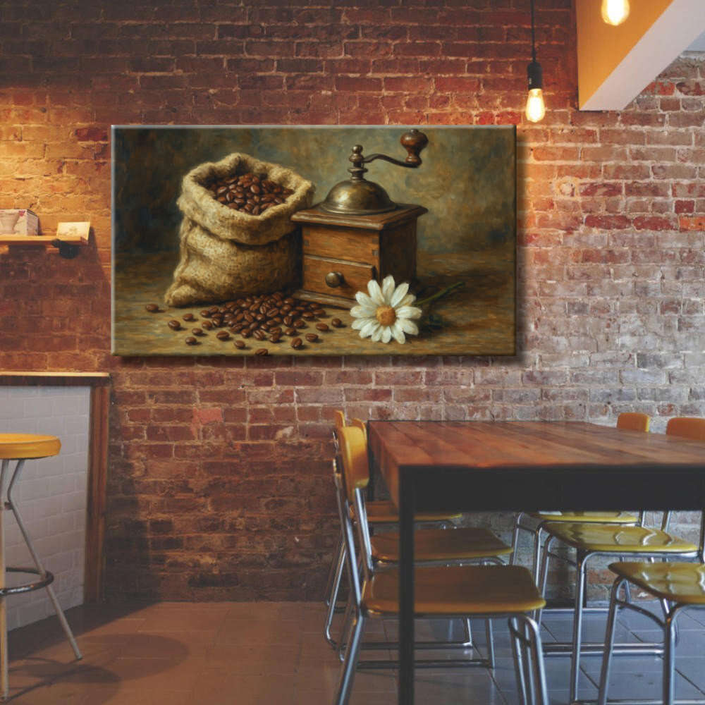 Cuadro de Molinillo café y flor