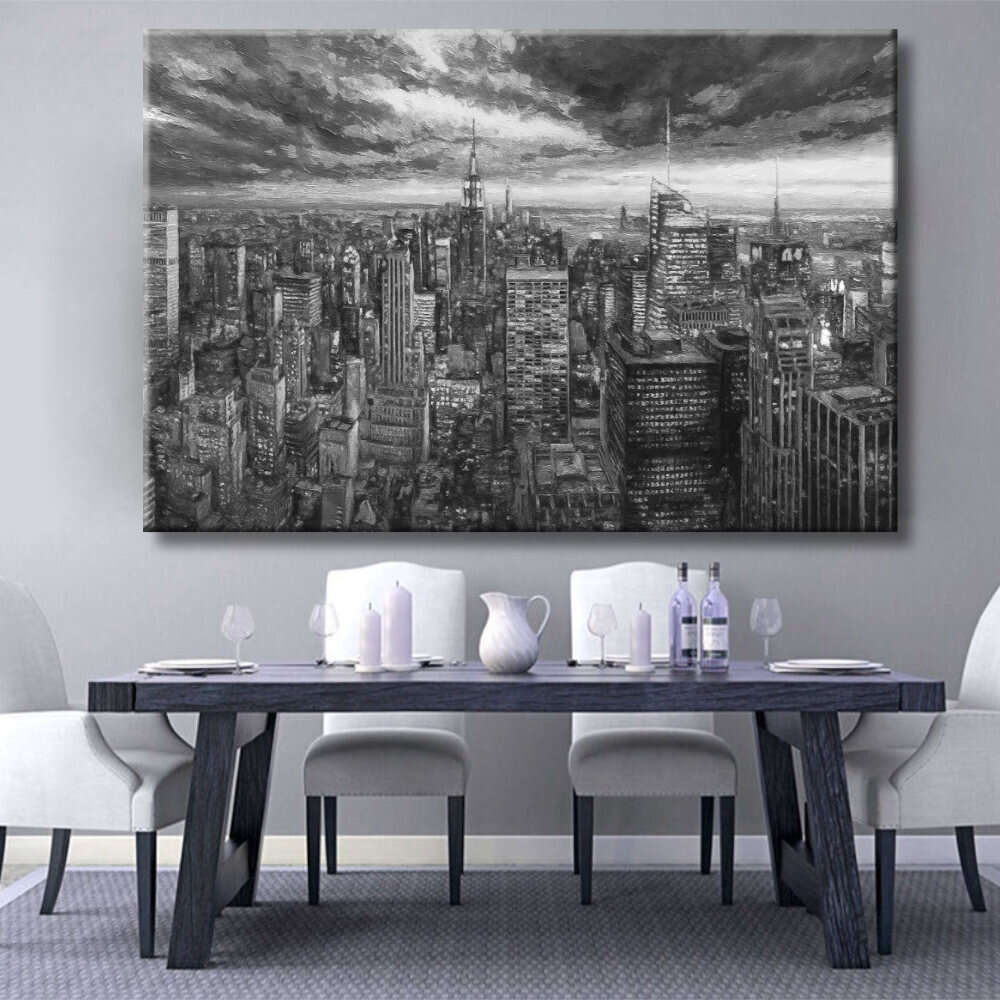 Cuadro Panorama de New York blanco y negro