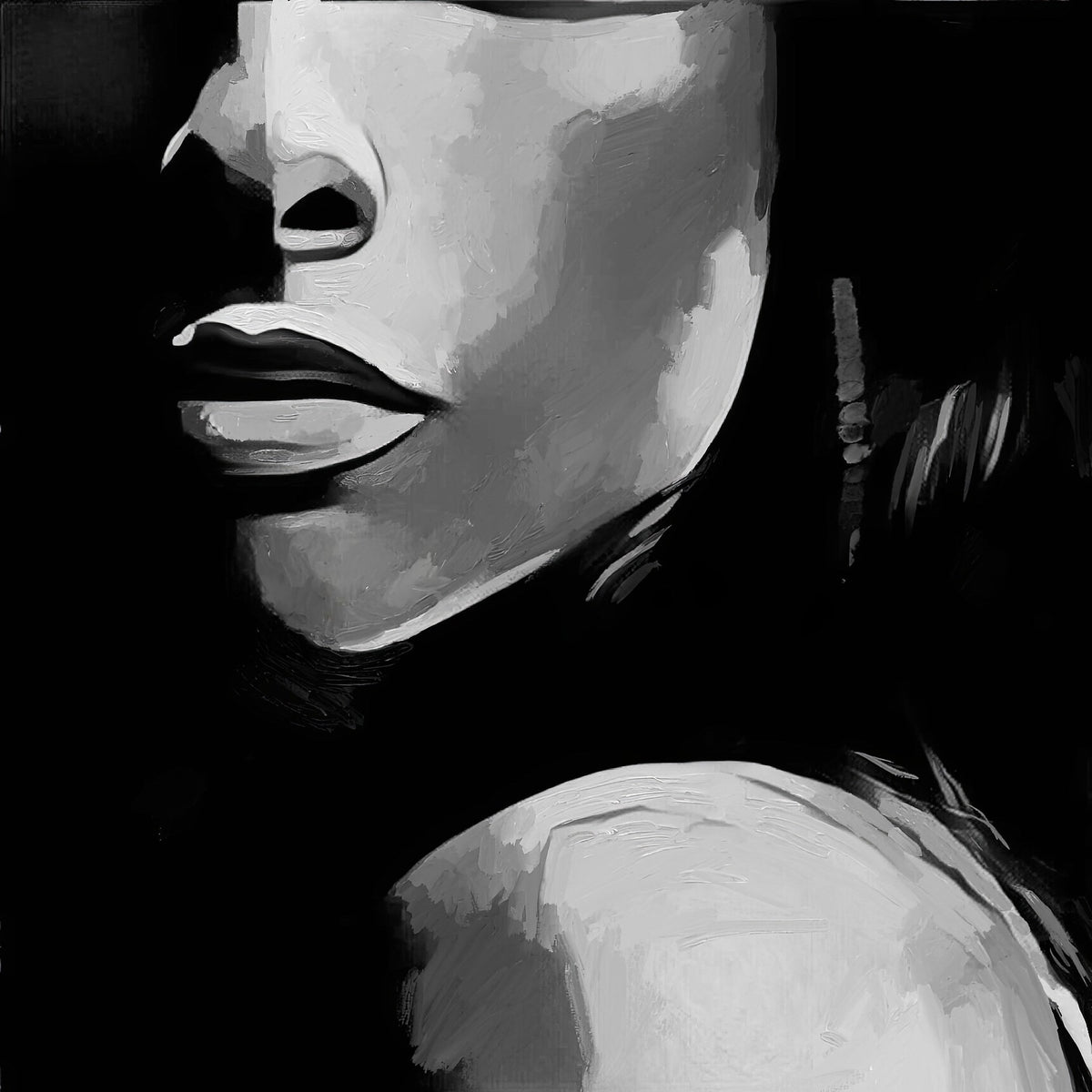 Cara en blanco y negro - la obra