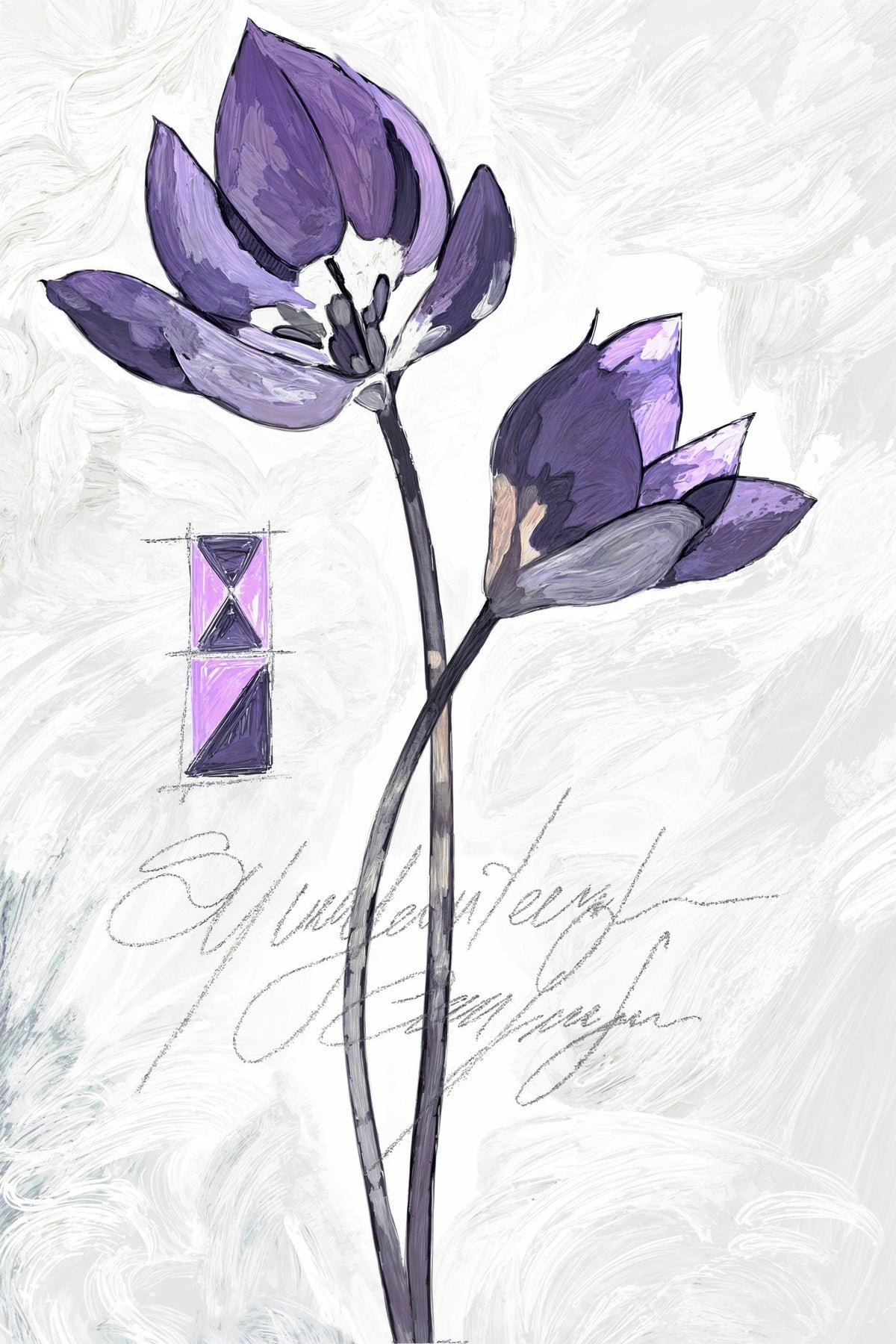 Cuadro moderno de flores malva - la obra