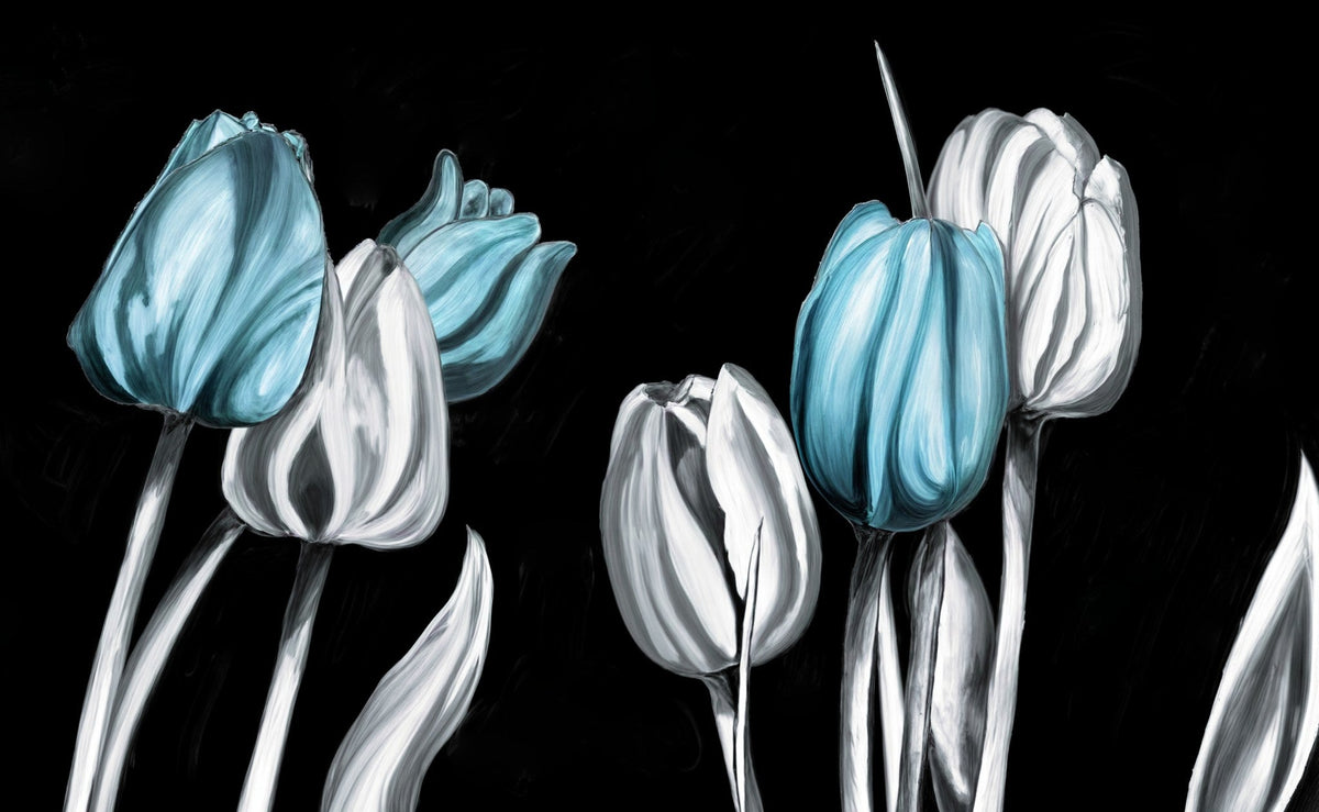 Cuadro de Flores Tulipanes turquesa - la obra