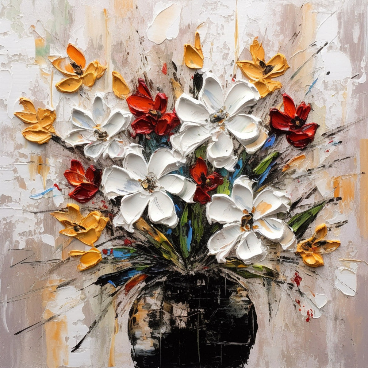 Cuadro de Flores en Rojo y Amarillo - la obra