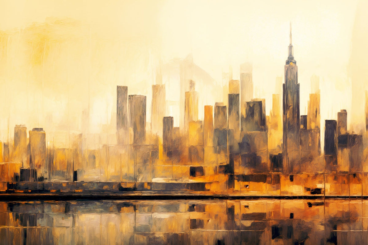 Cuadro Nueva York skyline en amarillo - la obra