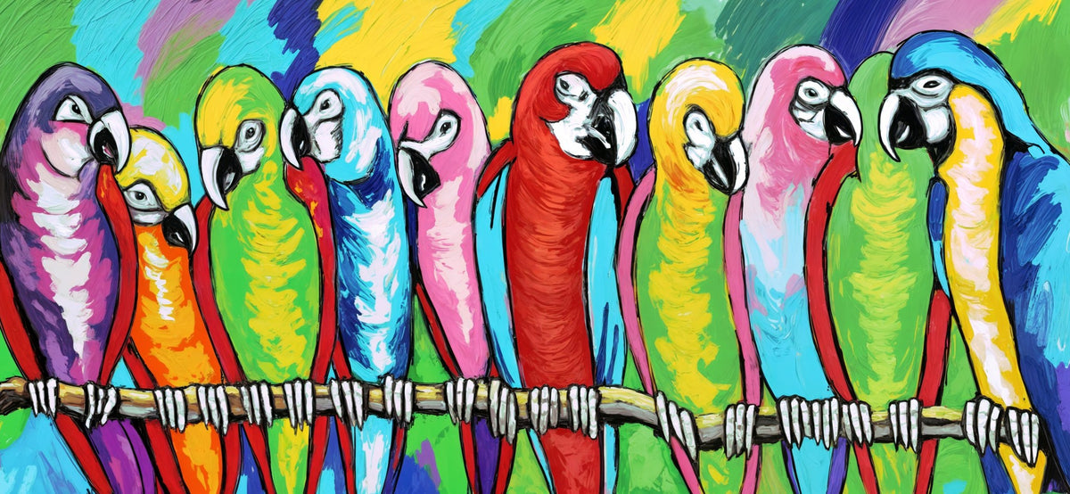Cuadro étnico Loros Multicolores - la obra