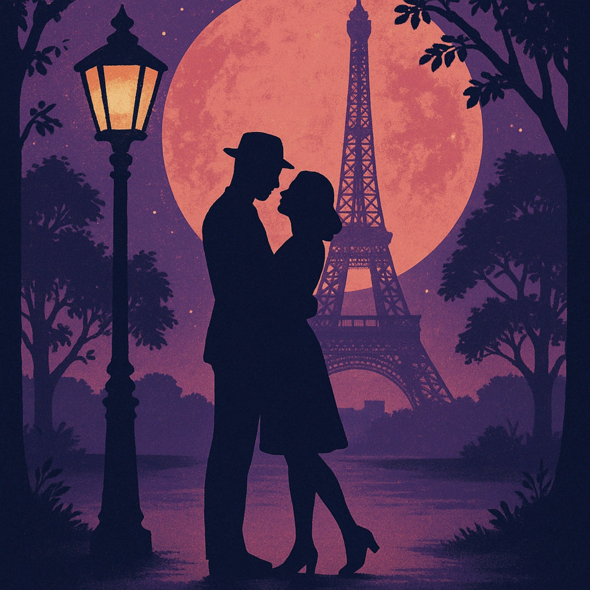 Cuadro París Enamorados Torre Eiffel - la obra