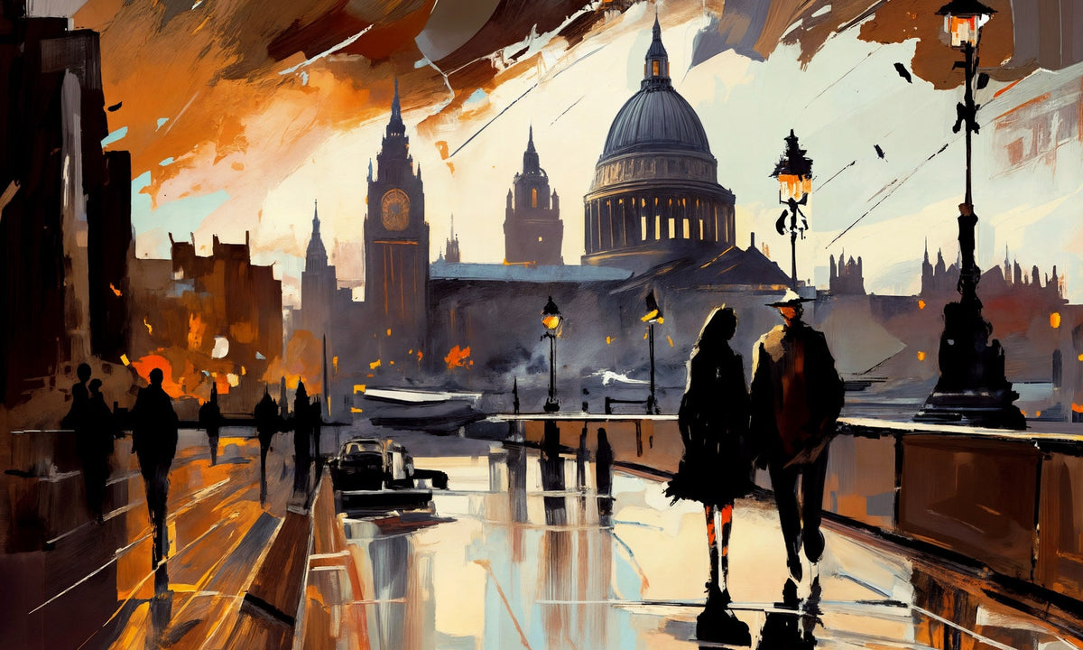 Cuadro urbano de Londres al atardecer - la obra