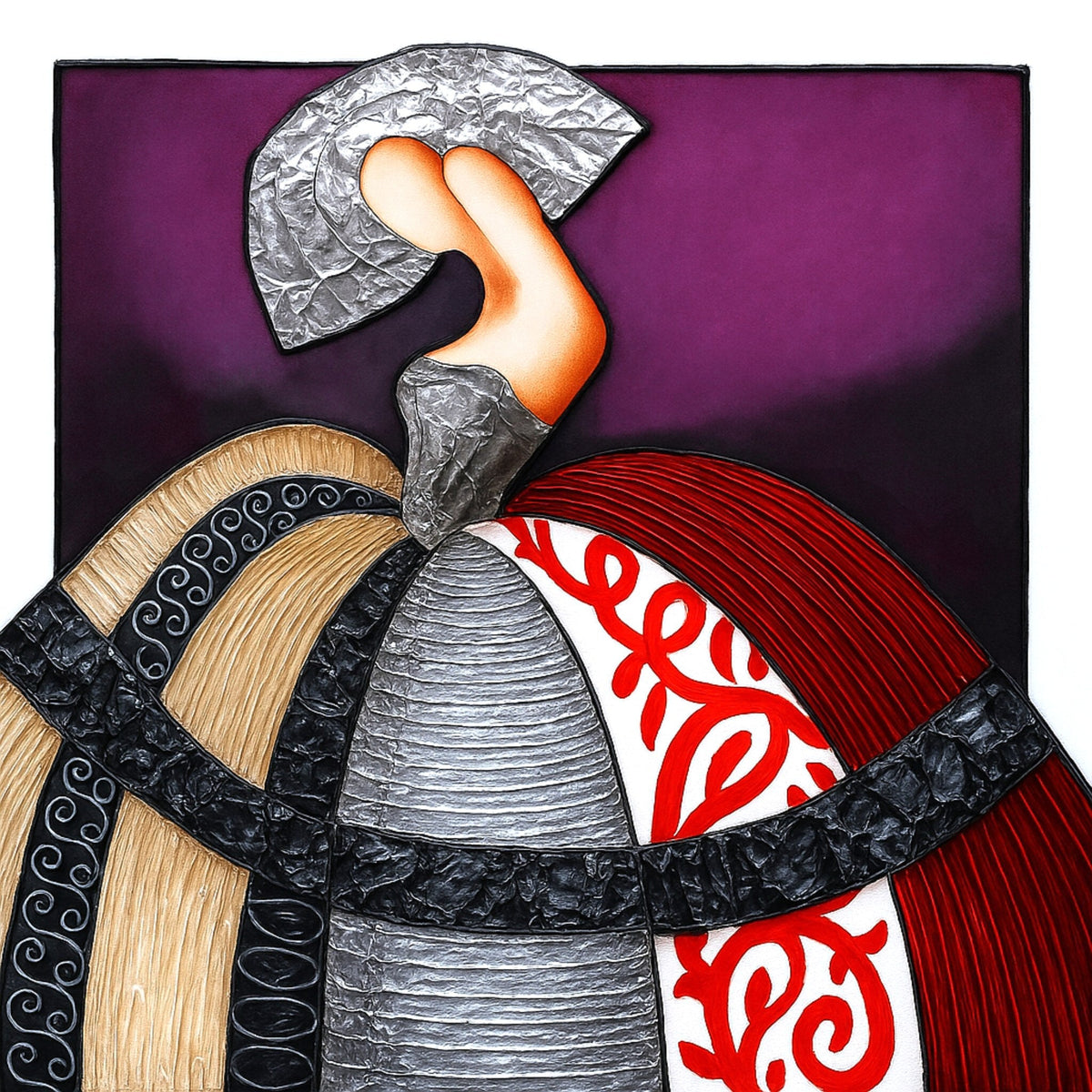 Cuadro Menina Moderna Greca Roja - la obra