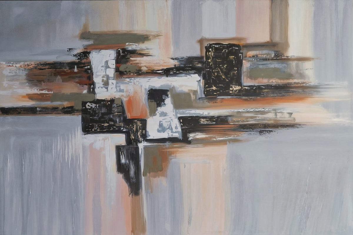 Abstracto beige, gris, blanco y negro - la obra