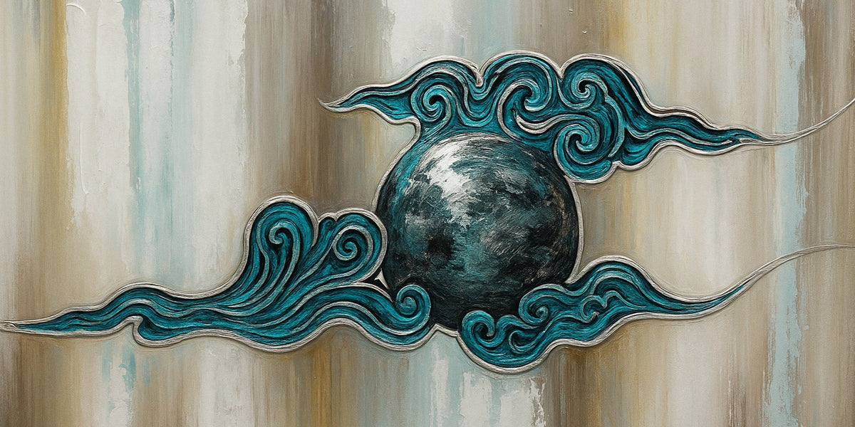 Cuadro Abstracto Círculo turquesa - la obra