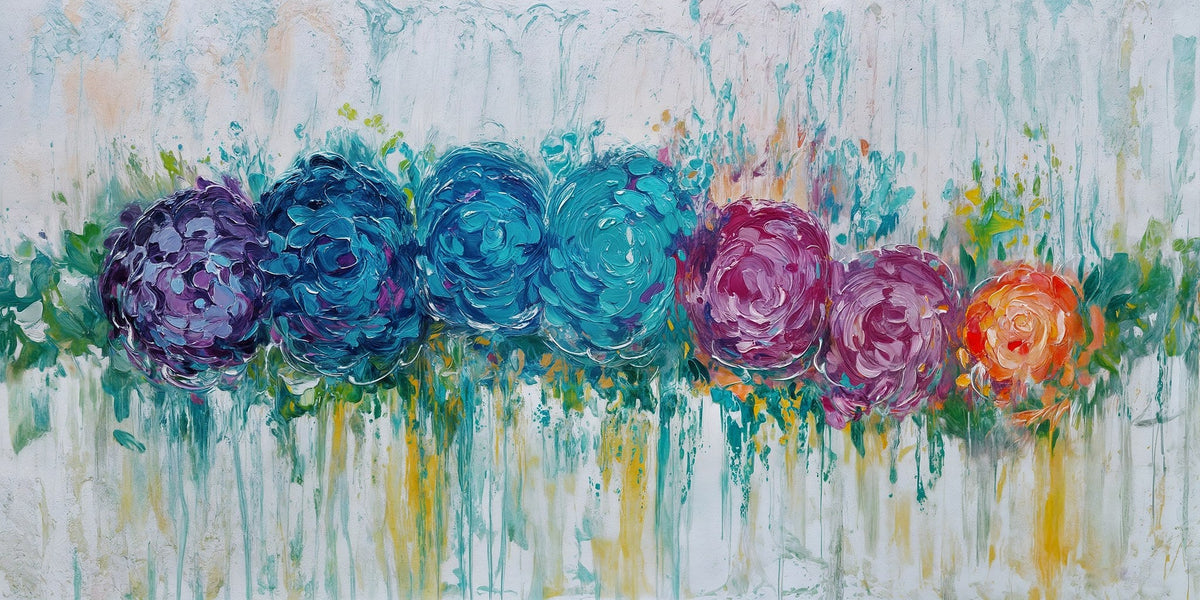 Cuadro de flores abstractas colores - la obra