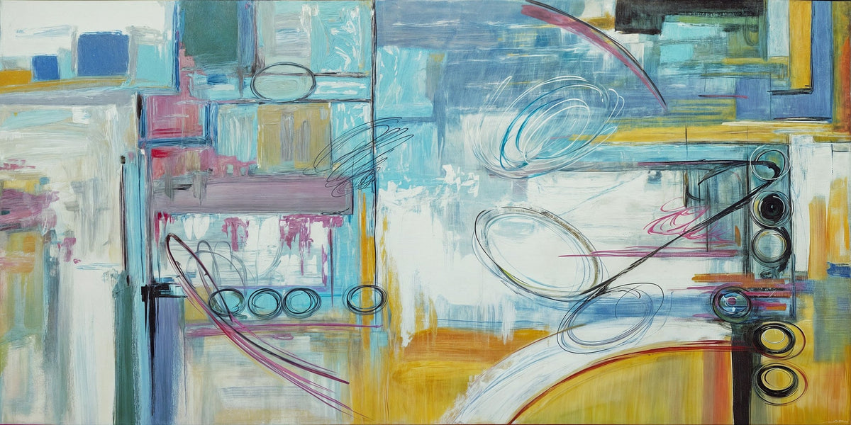 Cuadro Abstracto Amarillo y Rosa - la obra
