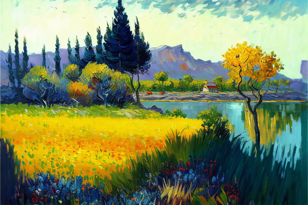 Cuadro de Paisaje amarillo y verde - la obra