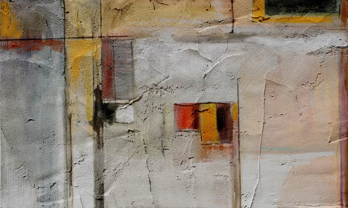 Cuadro abstracto geométrico en colores tierra - la obra