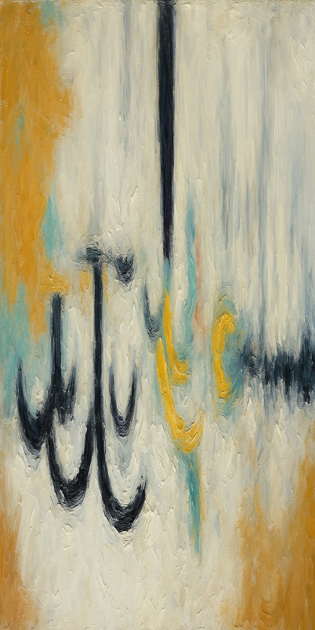Cuadro Abstracto con arcos en ocre - la obra