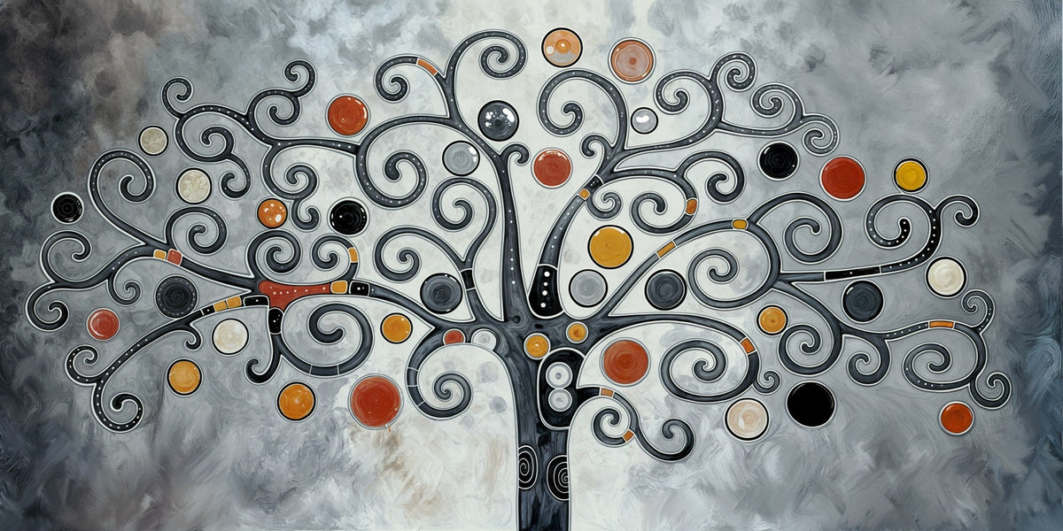 Cuadro Árbol de la Vida en gris - la obra
