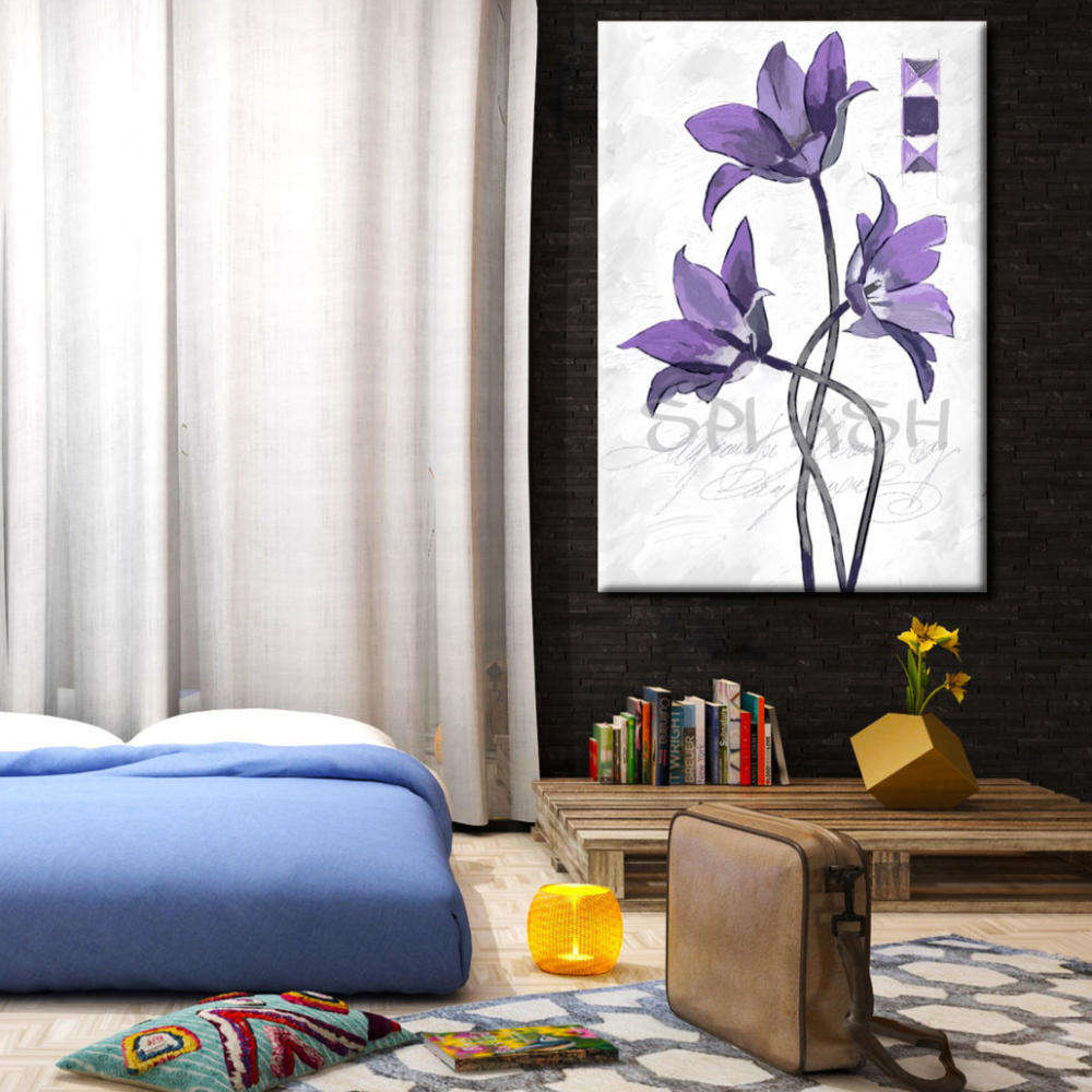 Cuadro moderno de flores malva