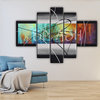 Modular multicolour turquoise abstract painting