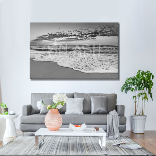Black and white seascape painting