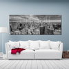 Panorama painting of black and white New York