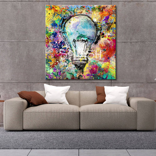Colorful abstract Painting with bulb