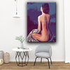 Blue background artistic nude painting