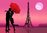 Romantic painting Paris Eiffel Tower with couple