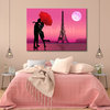 Romantic painting Paris Eiffel Tower with couple