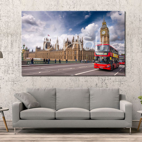 Cuadro autobus y parlamento de  Londres