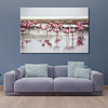 Ethnic painting with flamingos in the water