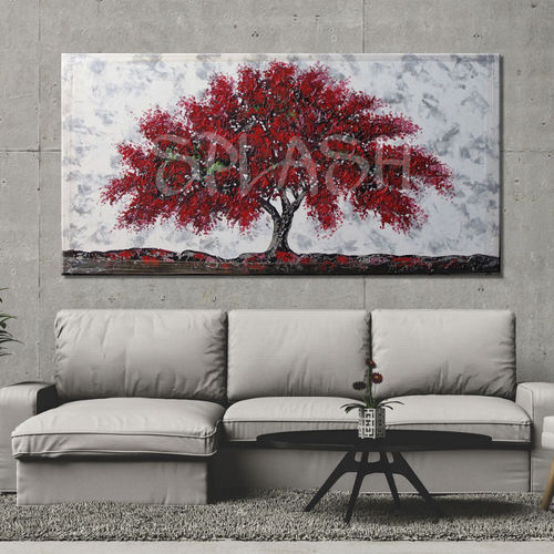 Red tree Painting with textures