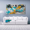 Abstract picture in turquoise and mustard
