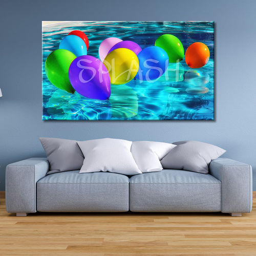 Colored balloons on blue water