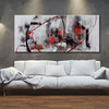 Abstract painting in gray and red