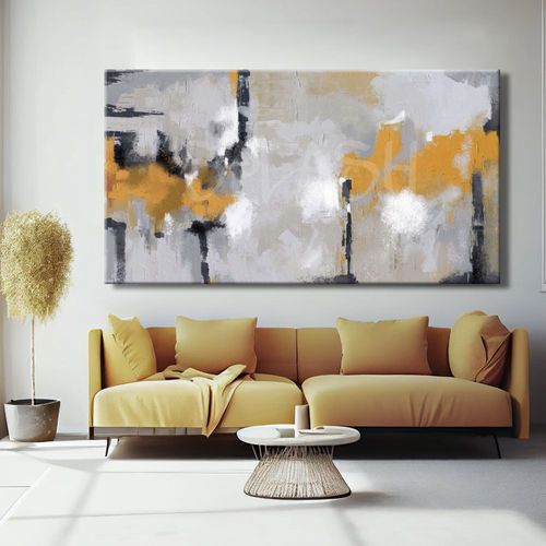 Abstract gray and mustard painting