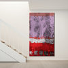 Vertical abstract painting mauve and red