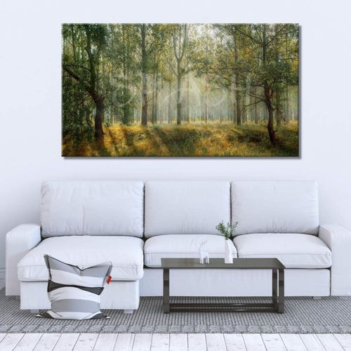 Landscape Painting with trees and trunks
